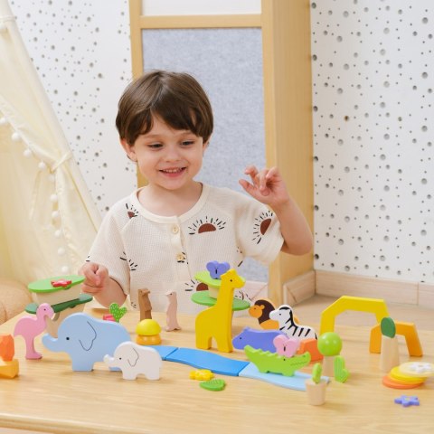 Viga Toys VIGA Drewniane Klocki Kolorowe Opowieści Tropikalne Pudełko 55el.