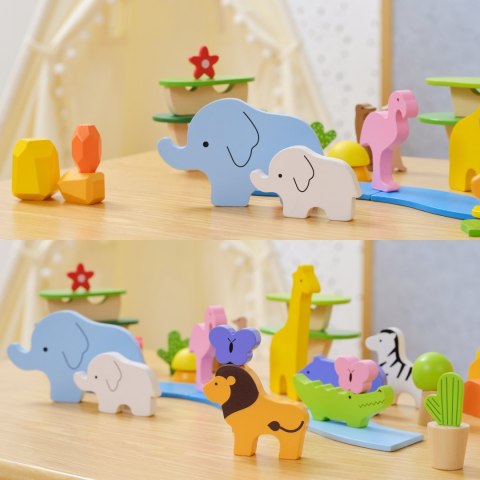 Viga Toys VIGA Drewniane Klocki Kolorowe Opowieści Tropikalne Pudełko 55el.