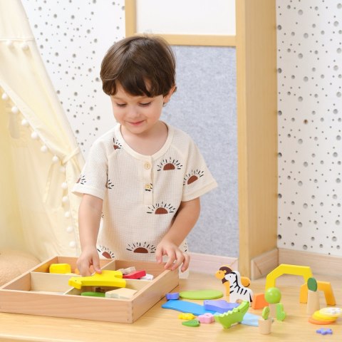 Viga Toys VIGA Drewniane Klocki Kolorowe Opowieści Tropikalne Pudełko 55el.