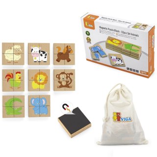 Viga Toys VIGA Drewniane Puzzle Magnetyczne Zwierzęta Układanka Certyfikat FSC