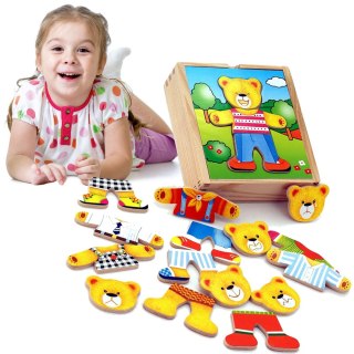 Viga Toys VIGA Drewniane Puzzle Układanka Edukacyjna Ubierz Misia Chłopca