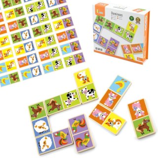 Viga Toys VIGA Edukacyjne Klocki Domino Drewniane gra Farma 28 elementów Montessori