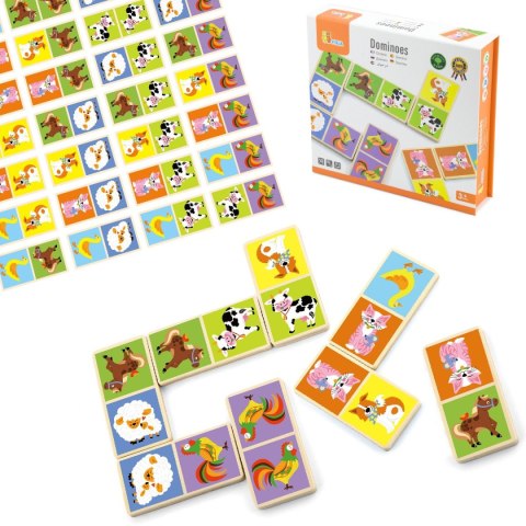 Viga Toys VIGA Edukacyjne Klocki Domino Drewniane gra Farma 28 elementów Montessori