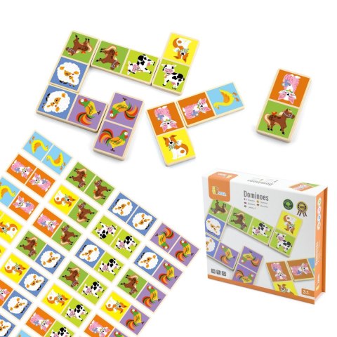 Viga Toys VIGA Edukacyjne Klocki Domino Drewniane gra Farma 28 elementów Montessori