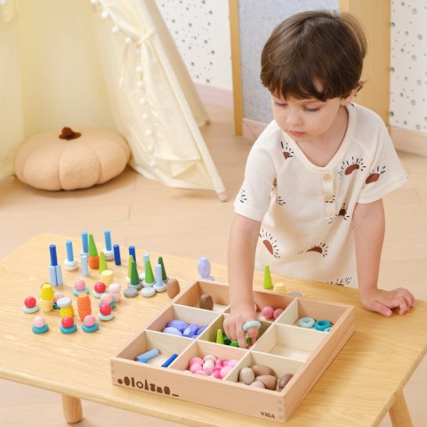 Viga Toys VIGA Klocki Drewniane Edukacyjne Układanka Montesori Sorter 141el.