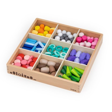 Viga Toys VIGA Klocki Drewniane Edukacyjne Układanka Montesori Sorter 141el.