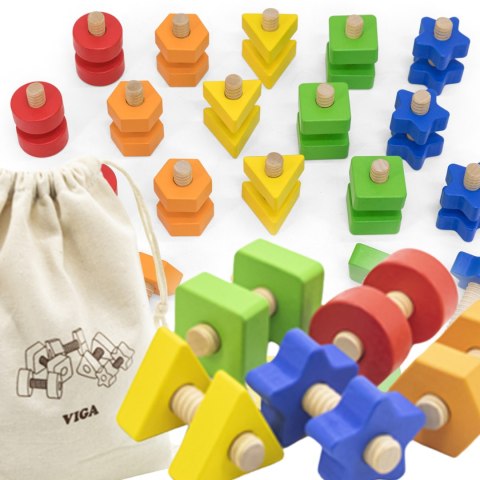 Viga Toys VIGA Nakrętki i Śrubki Dopasuj i Zakręcaj Zabawka Zręcznościowa