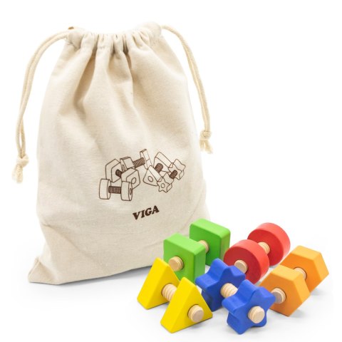 Viga Toys VIGA Nakrętki i Śrubki Dopasuj i Zakręcaj Zabawka Zręcznościowa