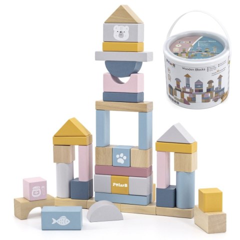 Viga Toys VIGA PolarB Zestaw drewnianych klocków w wiaderku - 60 elementów