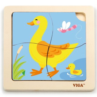 Viga Toys VIGA Poręczne Drewniane Puzzle Kaczuszka Układanka 4 elementy
