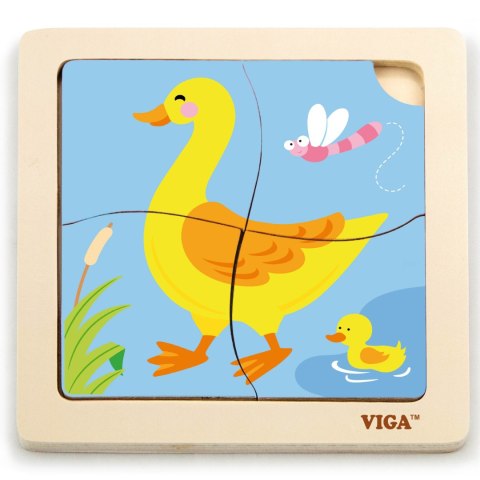 Viga Toys VIGA Poręczne Drewniane Puzzle Kaczuszka Układanka 4 elementy