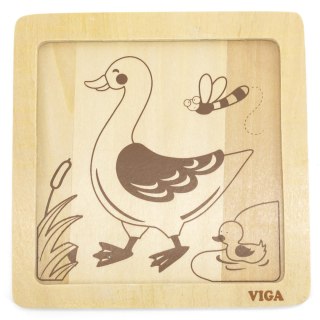 Viga Toys VIGA Poręczne Drewniane Puzzle Kaczuszka Układanka 4 elementy
