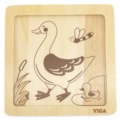 Viga Toys VIGA Poręczne Drewniane Puzzle Kaczuszka Układanka 4 elementy