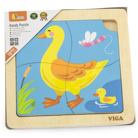 Viga Toys VIGA Poręczne Drewniane Puzzle Kaczuszka Układanka 4 elementy