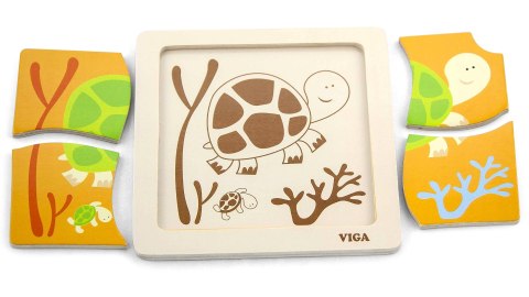 Viga Toys VIGA Puzzle drewniane 12 plansz po 4 puzzle w stojaku