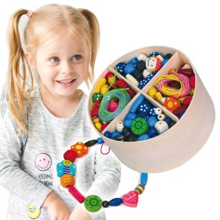 Viga Toys VIGA Zestaw Drewniane Koraliki do nawlekania 608 Elementów Pudełko