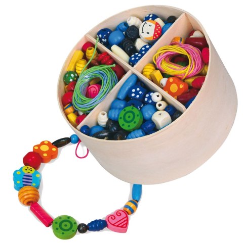 Viga Toys VIGA Zestaw Drewniane Koraliki do nawlekania 608 Elementów Pudełko