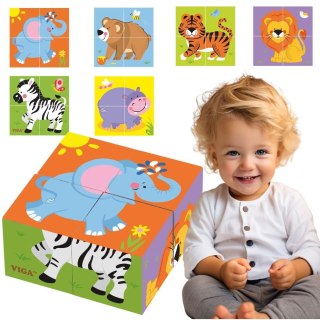 Viga Toys Viga Drewniana układanka Zoo Puzzle 4 klocki