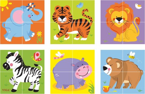 Viga Toys Viga Drewniana układanka Zoo Puzzle 4 klocki