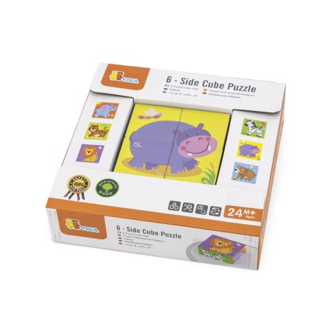 Viga Toys Viga Drewniana układanka Zoo Puzzle 4 klocki
