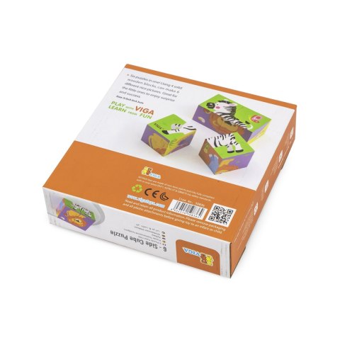 Viga Toys Viga Drewniana układanka Zoo Puzzle 4 klocki