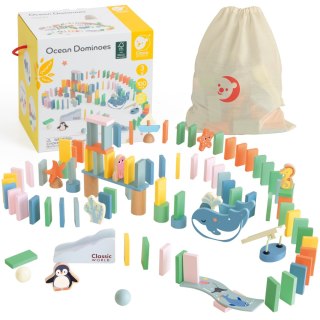 Classic World CLASSIC WORLD Drewniane Domino Tor Logiczny Przeszkód Układanka Montessori 100 el.