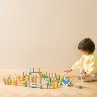 Classic World CLASSIC WORLD Drewniane Domino Tor Logiczny Przeszkód Układanka Montessori 100 el.