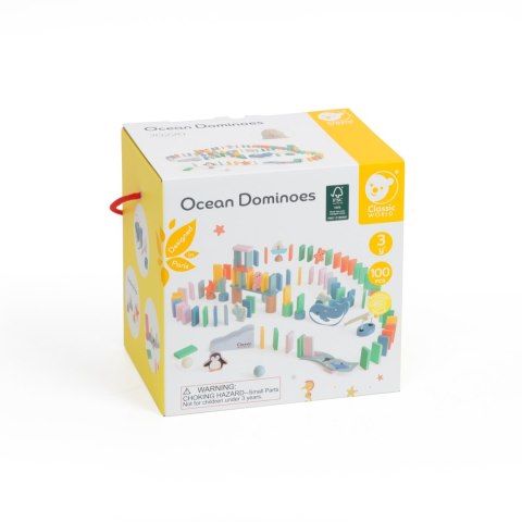 Classic World CLASSIC WORLD Drewniane Domino Tor Logiczny Przeszkód Układanka Montessori 100 el.