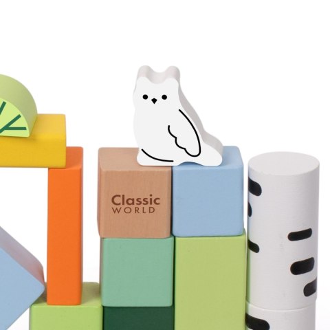 Classic World CLASSIC WORLD Drewniane Klocki Konstrukcyjne Las Zwierzęta 50 el.