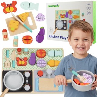 Tooky Toy TOOKY TOY Drewniana Kuchnia z Akcesoriami - Zestaw Małego Kucharza