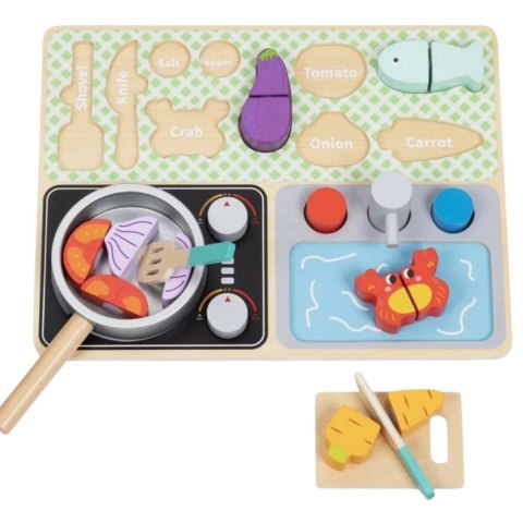 Tooky Toy TOOKY TOY Drewniana Kuchnia z Akcesoriami - Zestaw Małego Kucharza