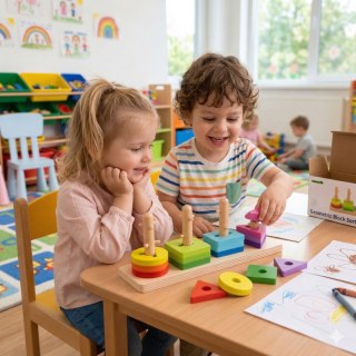 Tooky Toy TOOKY TOY Sorter Kształtów z Kolorowymi Blokami Montessori