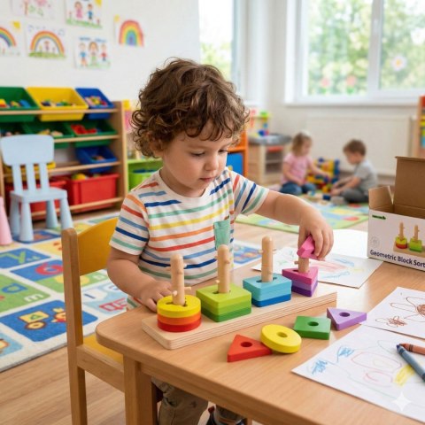 Tooky Toy TOOKY TOY Sorter Kształtów z Kolorowymi Blokami Montessori