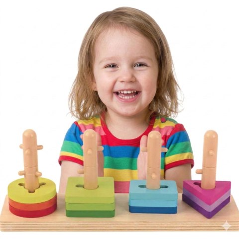 Tooky Toy TOOKY TOY Sorter Kształtów z Kolorowymi Blokami Montessori