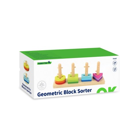 Tooky Toy TOOKY TOY Sorter Kształtów z Kolorowymi Blokami Montessori