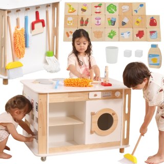 Viga Toys VIGA Centrum Domowe 3w1 z Akcesoriami - Nauka i Zabawa dla Dzieci