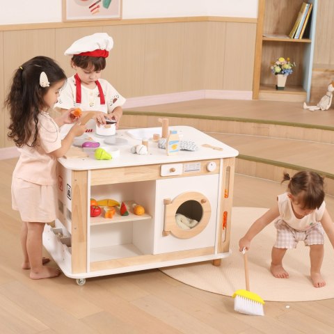 Viga Toys VIGA Centrum Domowe 3w1 z Akcesoriami - Nauka i Zabawa dla Dzieci