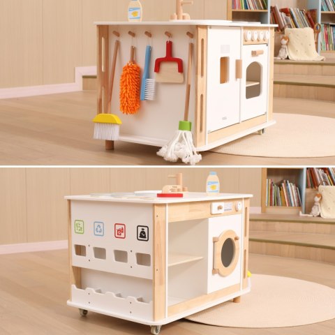 Viga Toys VIGA Centrum Domowe 3w1 z Akcesoriami - Nauka i Zabawa dla Dzieci