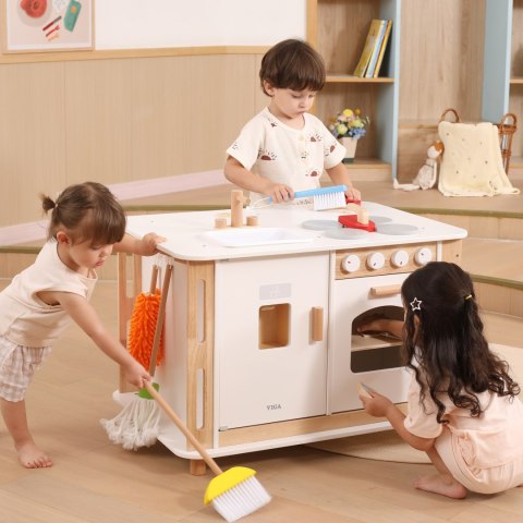 Viga Toys VIGA Centrum Domowe 3w1 z Akcesoriami - Nauka i Zabawa dla Dzieci