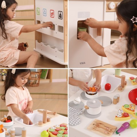 Viga Toys VIGA Centrum Domowe 3w1 z Akcesoriami - Nauka i Zabawa dla Dzieci