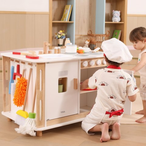 Viga Toys VIGA Centrum Domowe 3w1 z Akcesoriami - Nauka i Zabawa dla Dzieci