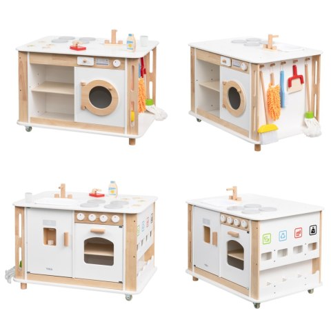 Viga Toys VIGA Centrum Domowe 3w1 z Akcesoriami - Nauka i Zabawa dla Dzieci