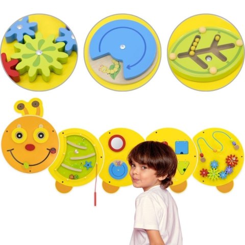 Viga Toys VIGA Drewniana Duża Tablica Aktywności Gąsiennica