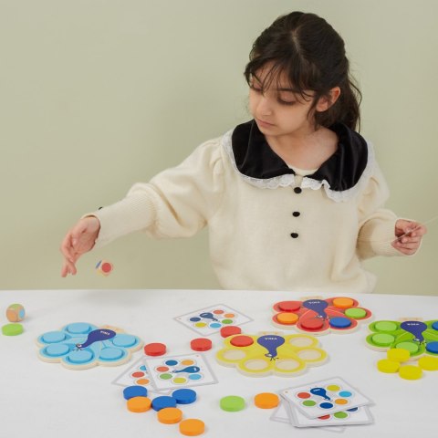 Viga Toys VIGA Drewniana Gra Dopasuj Kolory Pawi Ogon Montessori + Karty