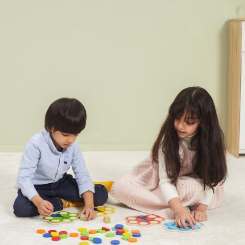 Viga Toys VIGA Drewniana Gra Dopasuj Kolory Pawi Ogon Montessori + Karty