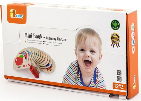 Viga Toys VIGA Drewniana Książeczka do Nauki Alfabetu i Angielskiego Montessori