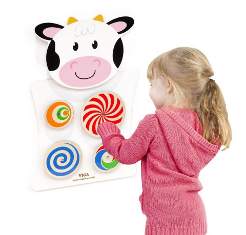 Viga Toys VIGA Drewniana Tablica Manipulacyjna Krówka Certyfikat FSC Montessori