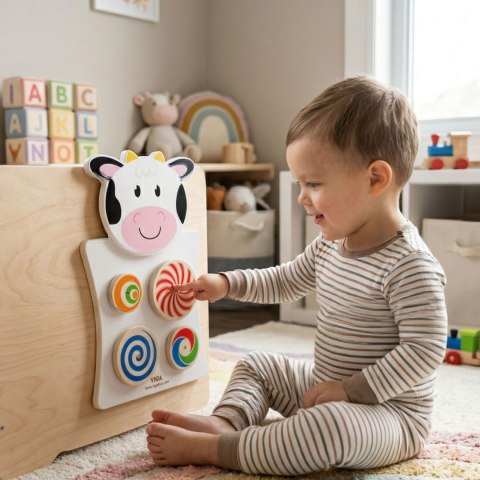 Viga Toys VIGA Drewniana Tablica Manipulacyjna Krówka Certyfikat FSC Montessori