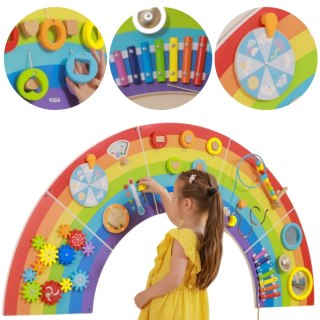 Viga Toys VIGA Drewniana Tablica Sensoryczno-Manipulacyjna EDU Tęcza Certyfikat FSC