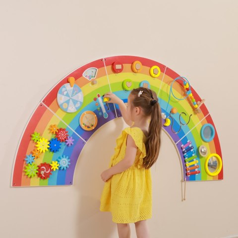 Viga Toys VIGA Drewniana Tablica Sensoryczno-Manipulacyjna EDU Tęcza Certyfikat FSC